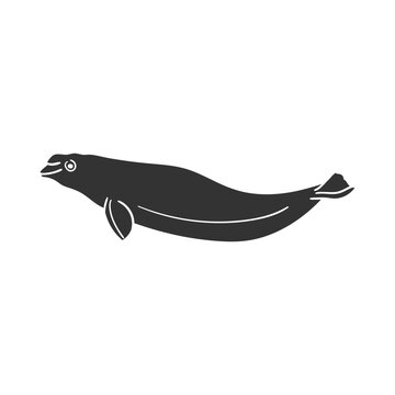 Beluga Icon Silhouette Illustration. Sea Animals Vector Graphic Pictogram Symbol Clip Art. Doodle Sketch Black Sign.