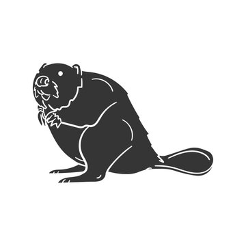 Beaver Animal Icon Silhouette Illustration. River Castor Vector Graphic Pictogram Symbol Clip Art. Doodle Sketch Black Sign.
