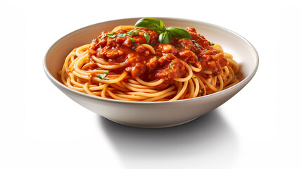 Ein Teller spaghetti, Nudeln, Bolognese, isoliert, freigestellt, generative AI
