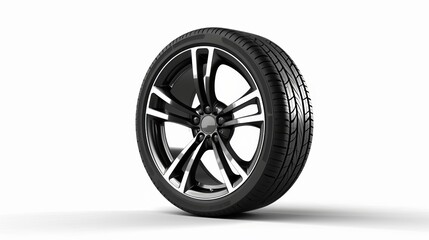 Car wheel isolated on white background. Generative AI.