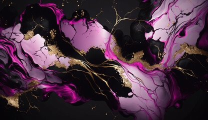 Pink and black marble texture wallpaper. AI
