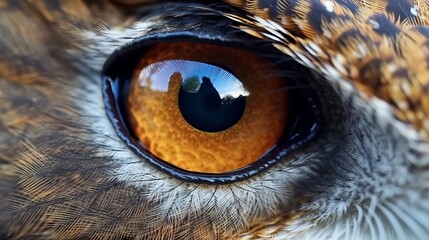 Close up eye of owl. Generative AI.