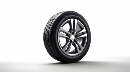 Car tire isolated on white background. Generative AI.