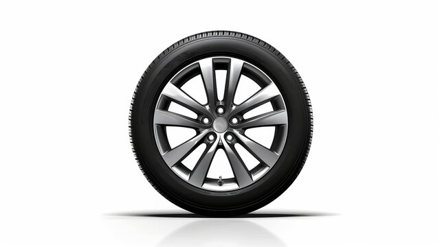 Car Wheel Isolated On White Background. Generative AI.