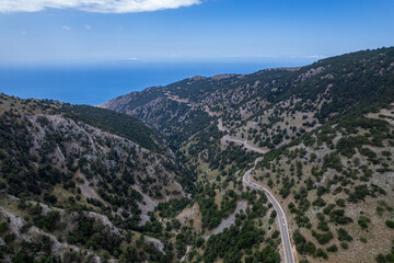 Aerial summer sunny view of Imbros Gorge, Crete, Greece