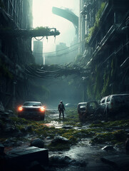 A post-apocalyptic city, created with AI Generative Technology