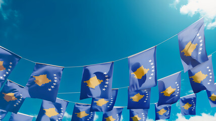 Flag Kosovo Against The Sky