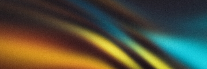 Orange teal blue green brown yellow bronze grainy background abstract colors wave banner design copy space
