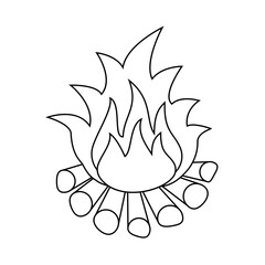 A bonfire icon with firewood on a white background.
