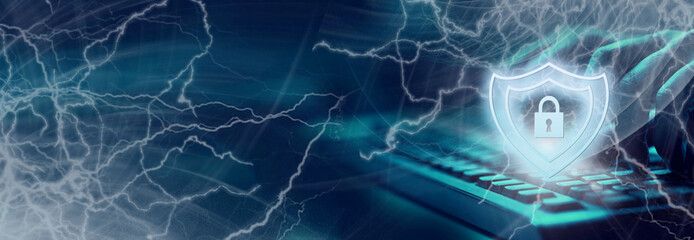  Cyber, personal data, privacy and information security. Internet networking  protection security system concept. Padlock icon on tech code background