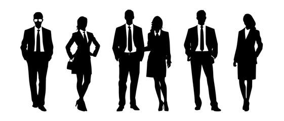 Businessman and businesswoman silhouette black filled vector Illustration svg