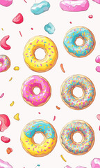 Seamless donuts pattern created with generative AI