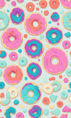 Yummy donuts pattern created with generative AI