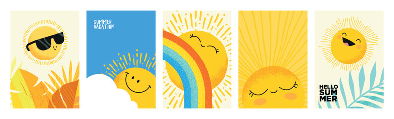 Summer vector illustrations. Concepts for web and social media banner, background, summer card template, travel and holiday ads, advertising material. © PureSolution