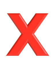 Red letter. Beautiful font for your design. Isolated on white background. 3D illustration