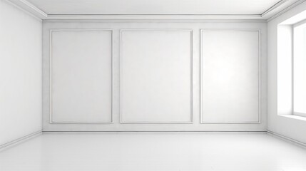 Concept of a white-colored wall against a white background. Generative AI.