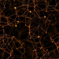 Digital techno background with connecting lines and dots