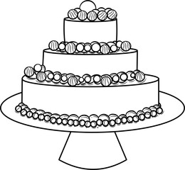 Tiered Birthday Cake Outline Illustration Vector