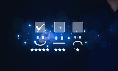 business man showing happy smile good feedback rating positive customer reviews rating satisfaction world mental health day calm mood mental health good mood 5 stars	