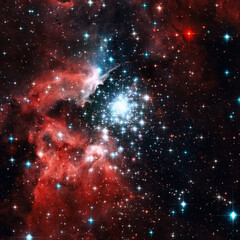 Fototapeta na wymiar NGC 3603 is an open cluster of stars situated in the Carina spiral arm of the Milky Way around 20,000 light-years away. Elements of this image furnished by NASA.
