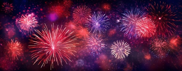 Fototapeta premium A colorful fireworks display in the dark night sky