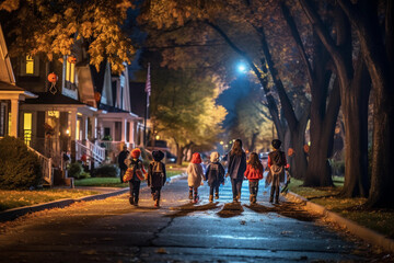 kids go trick or treating on Halloween, Generative AI