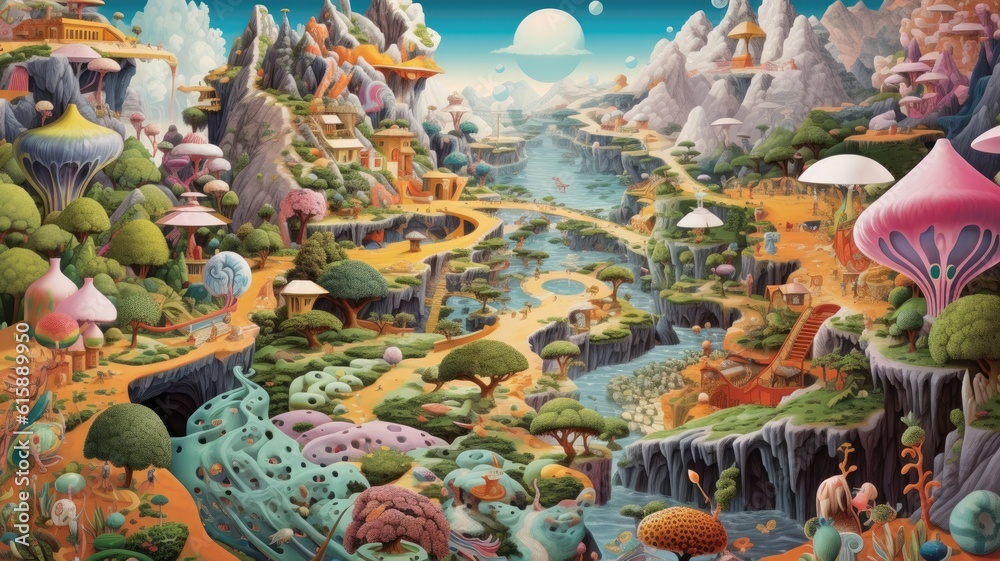 Wall mural zooming in at the micro level uncovers a vibrant world teeming with diverse and interconnected life 