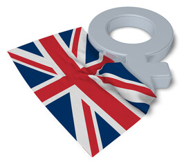 Obraz premium female symbol and flag of the United Kingdom of Great Britain and Northern Ireland -3d rendering
