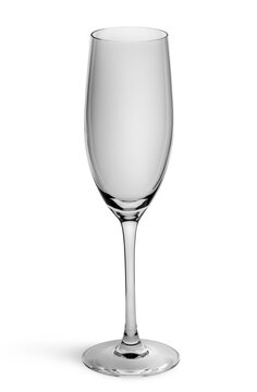 Empty champagne glass top view isolated on white background