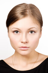 Obraz premium Beautiful woman face close up studio isolated on white