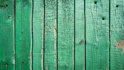 Weathered Wood Texture: A Rustic and Green-Colored Wooden Wall with Natural Grain | AI-Generated Design