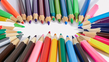Fototapeta premium Vibrant Colors Unleashed: A Palette of Pencils for Creative Expressions | AI-Generated Art