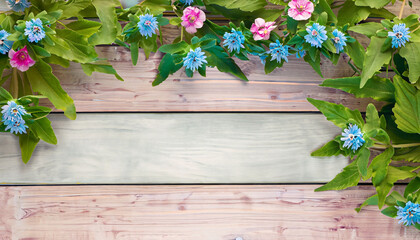 Blooming Beauty: Floral Delights on Wooden Walls | AI-Generated Nature Art