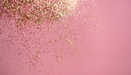 Shimmering Rose: Abstract Texture of Golden Glitter on a Pink Background | AI-Generated Design