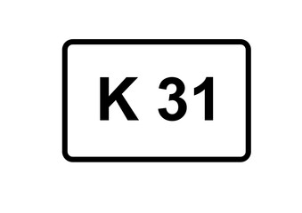 Illustration eines Kreisstraßenschildes der K  in Deutschland	