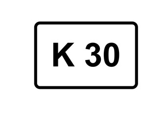 Illustration eines Kreisstraßenschildes der K 30 in Deutschland