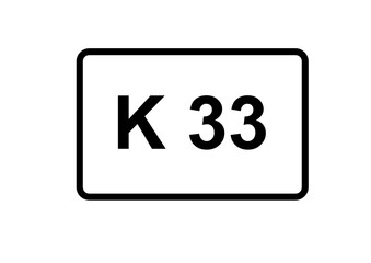 Illustration eines Kreisstra&szlig;enschildes der K 33 in Deutschland	