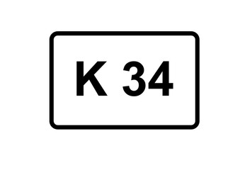 Illustration eines Kreisstraßenschildes der K 34 in Deutschland	