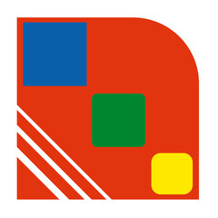 Red orange box with colored squares