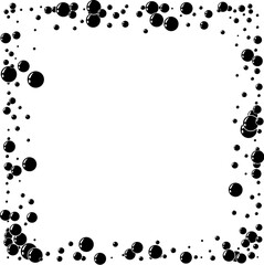 Underwater air bubbles  decoration elements. Fizzy water or soap foam texture. Vector isolated silhouette design element. Square frame