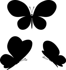 Moth butterfly icons collection. Vector isolated silhouettes. Design elements.