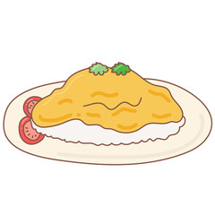omelet with rice doodle cartoon