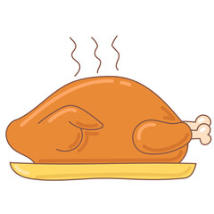 baked chicken doodle cartoon