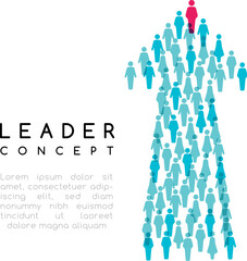 Leadership concept. Vector illustration with arrow sign with people silhouettes texture.