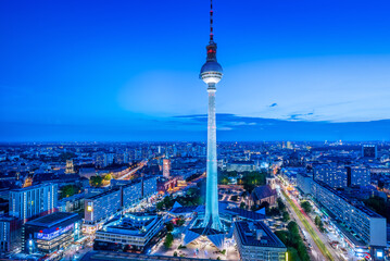 panoramic view at the berlin city center at night