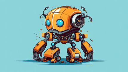 Golden Vector Toy Robot Cartoon