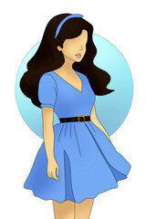 portrait of a woman in a blue dress