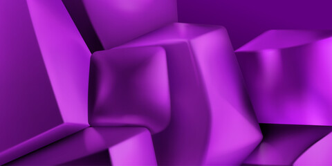 Abstract background of a pile of 3d cubes and other shapes with smoothed edges, in shades of purple colors