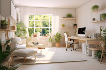Fototapeta na wymiar Beautiful interior of a home office