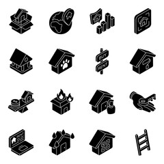 Fototapeta na wymiar Pack of Property and Building Solid Icons 